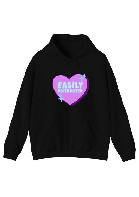 Easily Distracted Black Hoodie