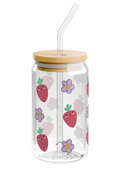 Strawberry Glass Mug with Lid