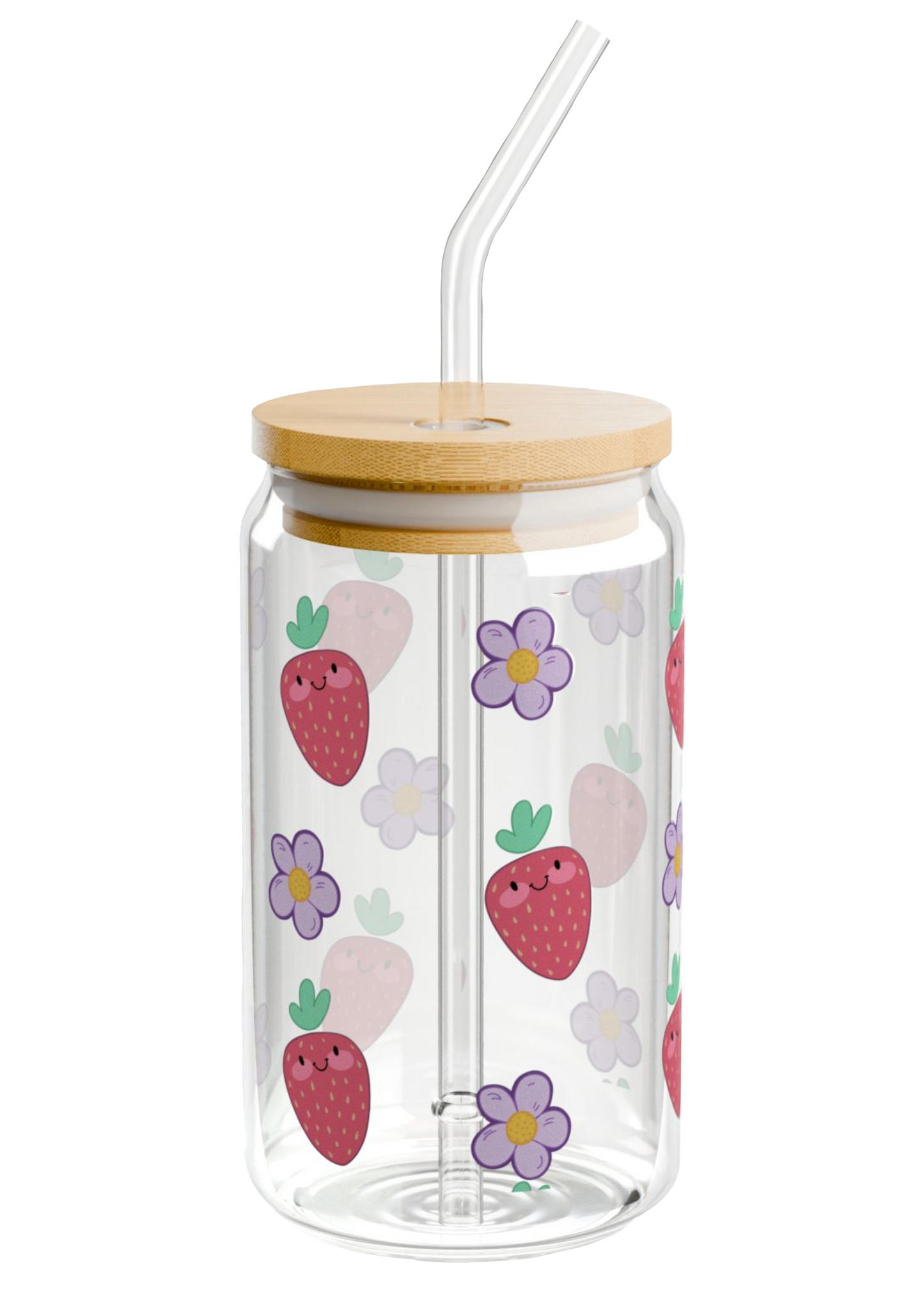 Strawberry Glass Mug with Lid