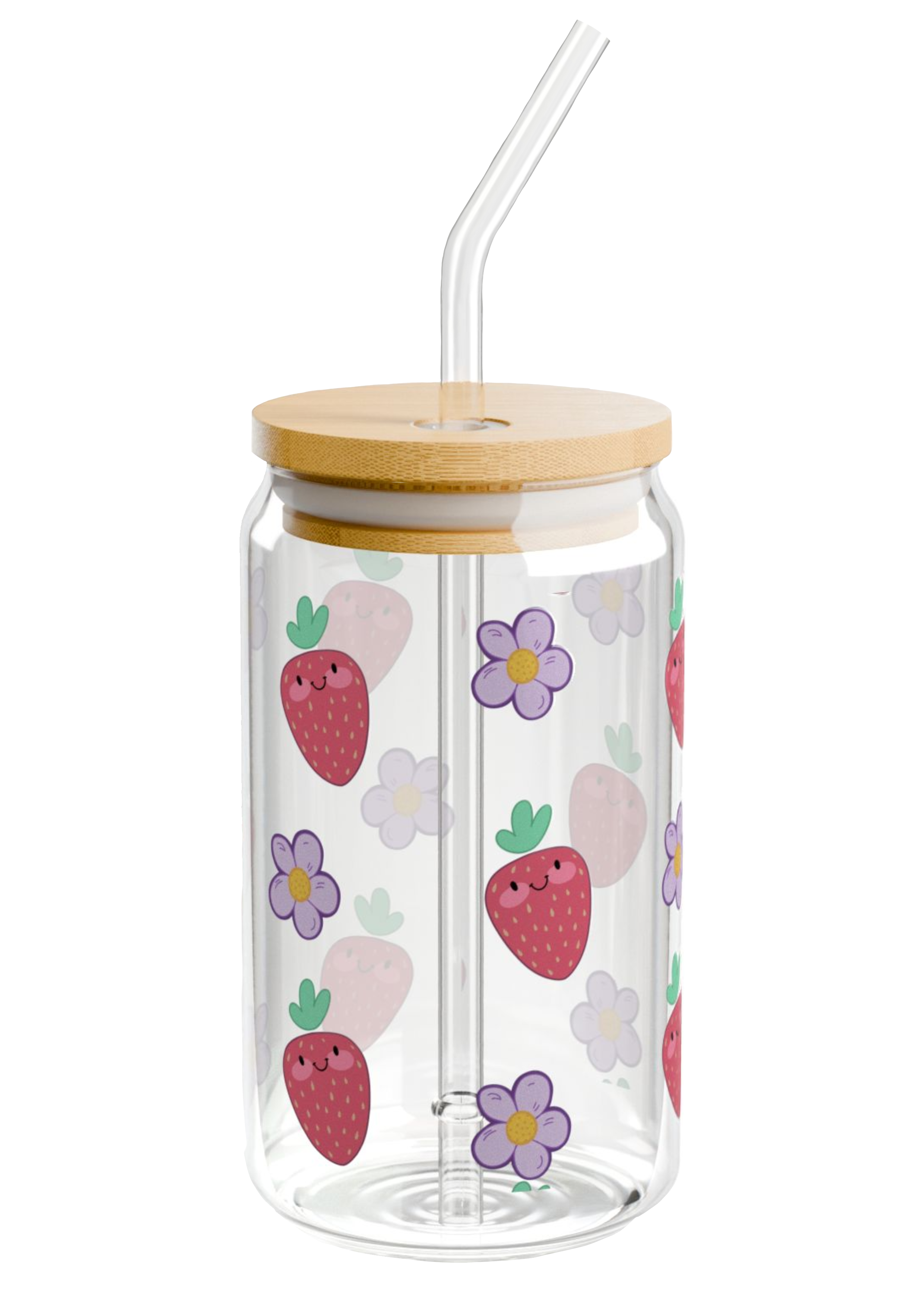 Strawberry Glass Mug with Lid