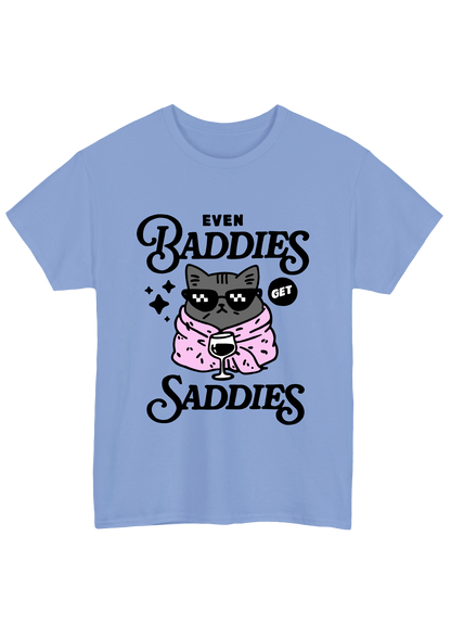 Even Baddies Get Saddies Blue Tee - Puff Berry