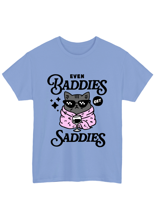 Even Baddies Get Saddies Blue Tee - Puff Berry