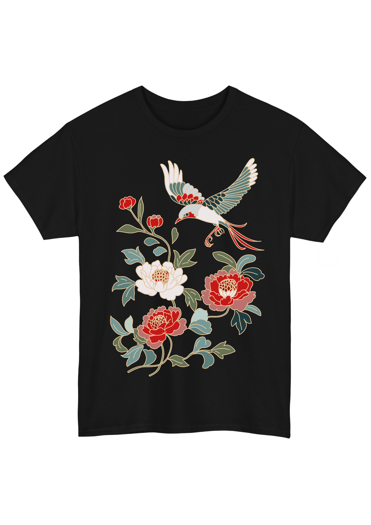 Floral Black Tee - Puff Berry
