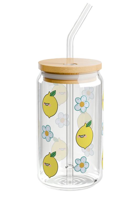 Lemon Glass Mug with Lid