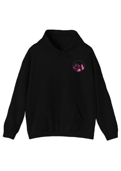 Puff Berry black hoodie with pink pony cowgirl puffberry