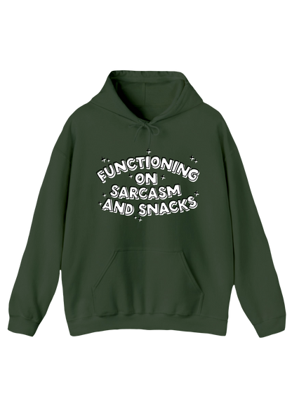 Sarcasm and Snacks Olive Hoodie