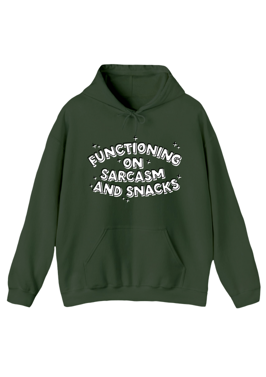 Sarcasm and Snacks Olive Hoodie