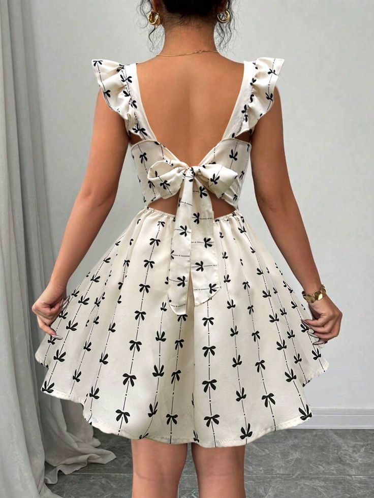 White and Black Bow Dress