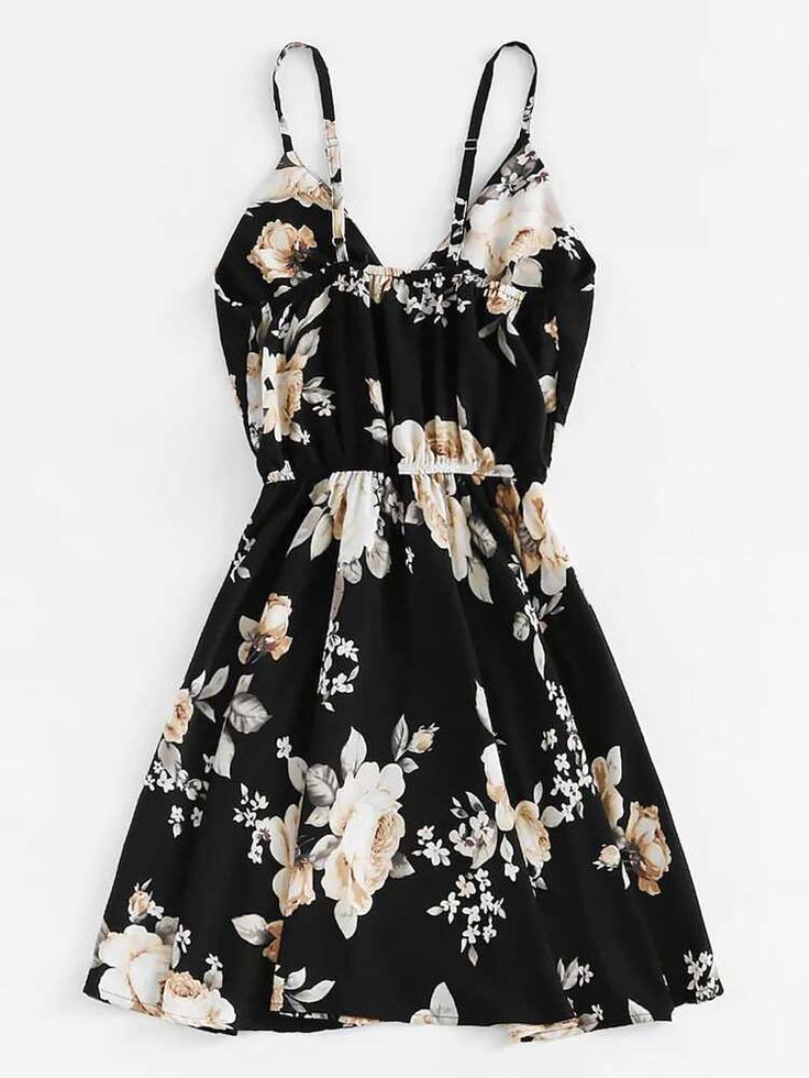 Black and Beige Floral Dress