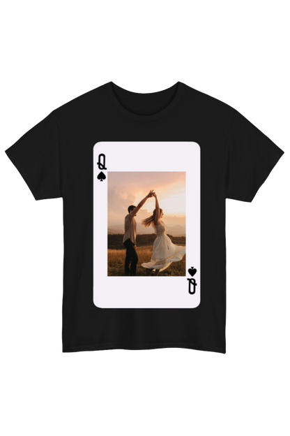 Custom Card Black Tee - Puff Berry