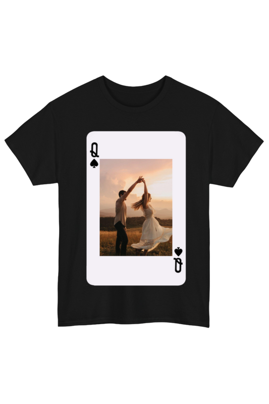 Custom Card Black Tee - Puff Berry